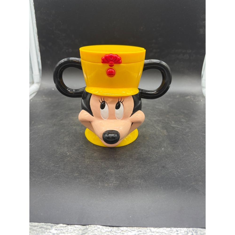 Disney On Ice Minnie Mouse Souvenir Mug Plastic Bandleader Hat Cup Yellow Black